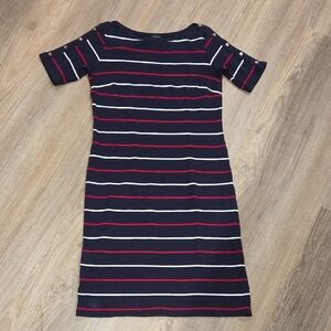 Talbots Navy Dress with Red & White Stripes Oversized XS